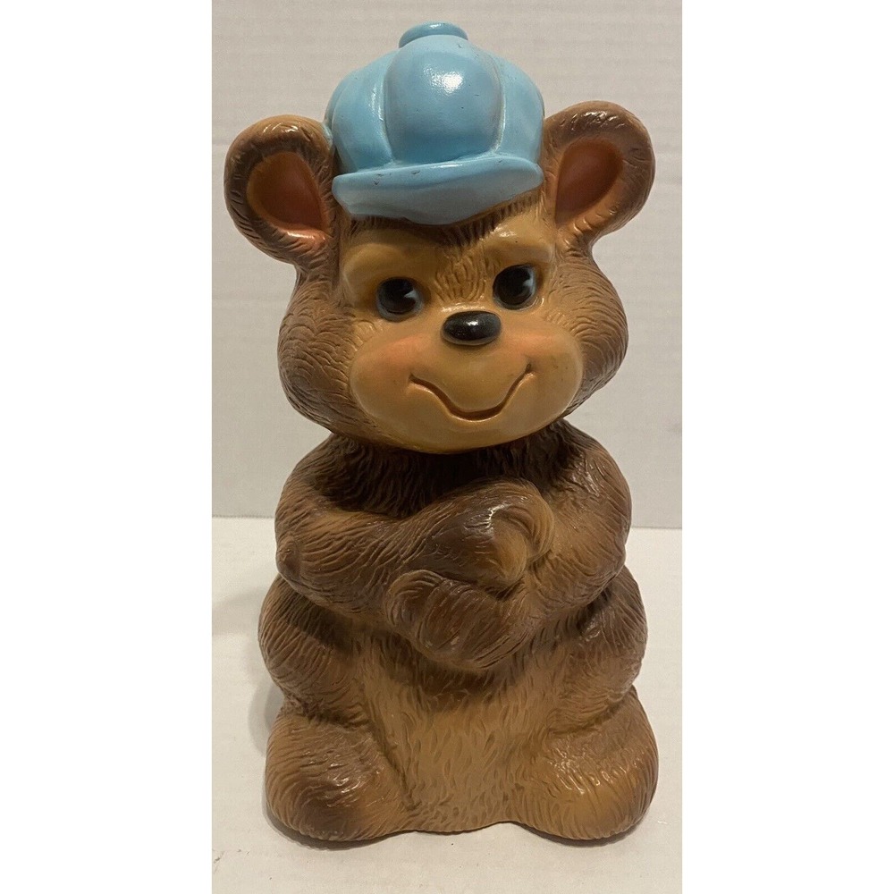 Vintage Plastic Bear In A Cap Bank USA 1973 Russ Berrie